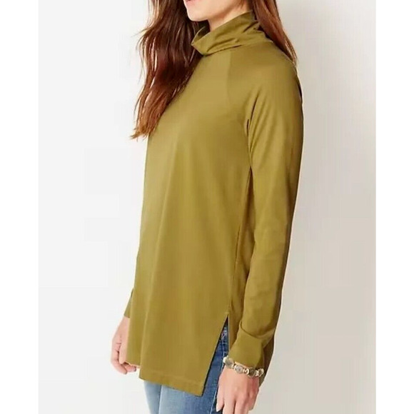 J. Jill Luxe Supima Cotton Everyday Turtleneck Tunic Green Apple. Sz Small. NEW - Picture 1 of 10